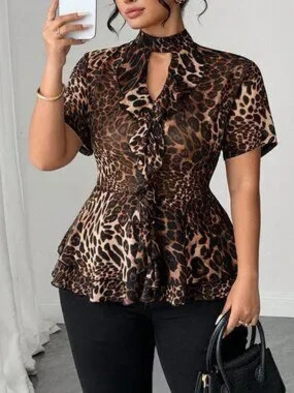 Multicolor Casual Women's Leopard Print Tops